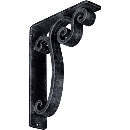 Ekena Millwork Avery Wrought Iron Bracket, (Triple center brace), Antiqued Pewter 2"W x 7 1/2"D x 10"H BKTM02X07X10TAVAPW